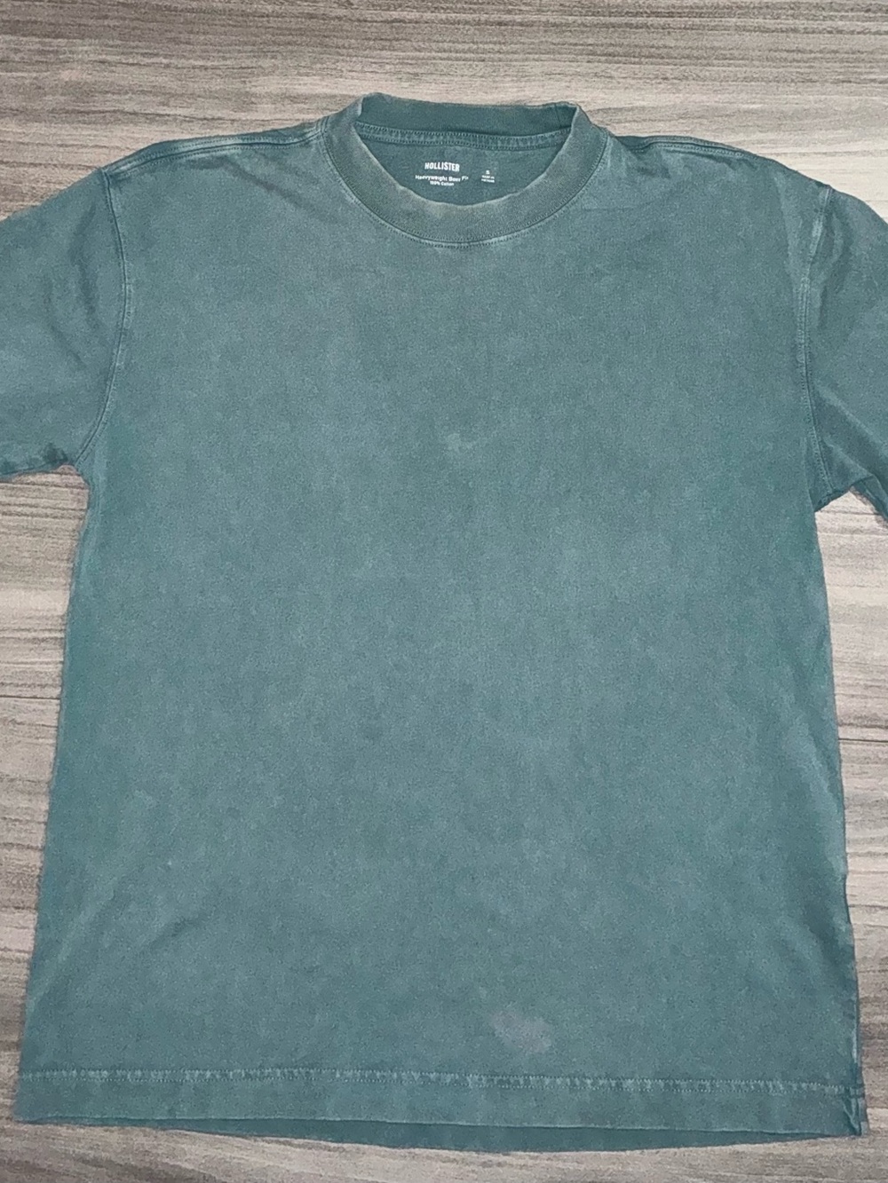 Hollister Heavyweight Boxy Fit Blank T-Shirt Teal Green Men's Size Small READ
